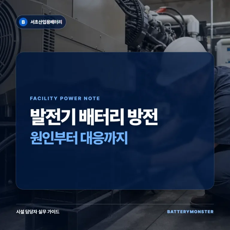 비상발전기 시동용 배터리 방전 원인과 대응 안내 이미지